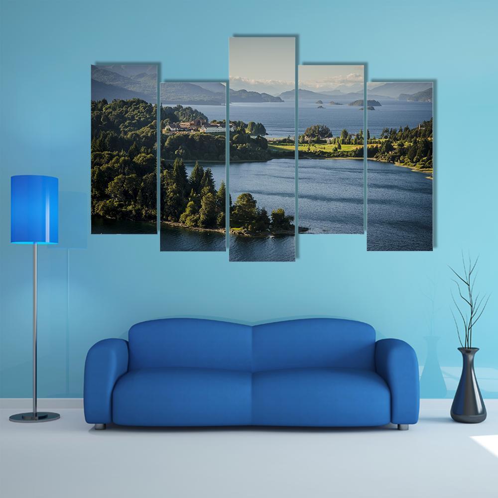 Lake Nahuel Huapi Argentina Canvas Wall Art-5 Pop-Gallery Wrap-47" x 32"-Tiaracle
