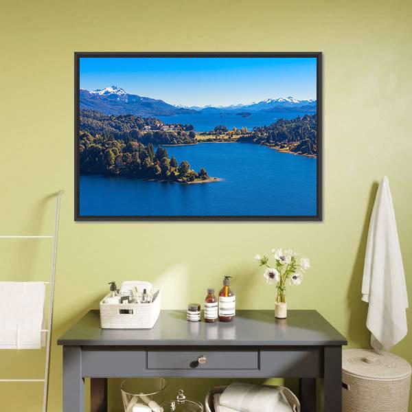 Lake Nahuel Huapi In Argentina Canvas Wall Art-1 Piece-Floating Frame-24" x 16"-Tiaracle