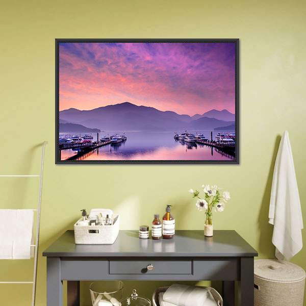 Lake Nantou Taiwan Canvas Wall Art-1 Piece-Floating Frame-24" x 16"-Tiaracle