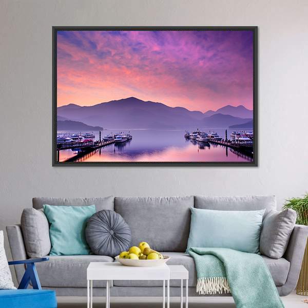 Lake Nantou Taiwan Canvas Wall Art-3 Horizontal-Gallery Wrap-25" x 16"-Tiaracle