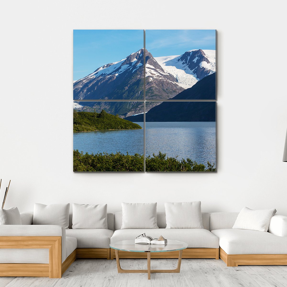Lake Near Alaska Mountains Canvas Wall Art-4 Square-Gallery Wrap-17" x 17"-Tiaracle