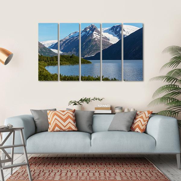 Lake Near Alaska Mountains Canvas Wall Art-5 Horizontal-Gallery Wrap-22" x 12"-Tiaracle