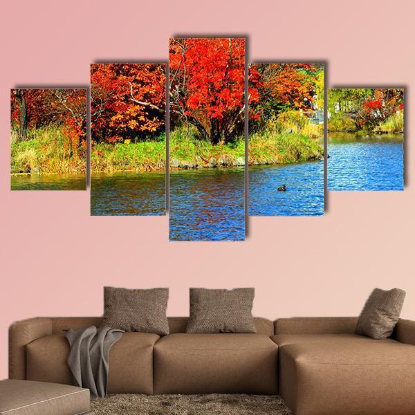 Lake In Nakajima Park Canvas Wall Art-5 Star-Gallery Wrap-62" x 32"-Tiaracle