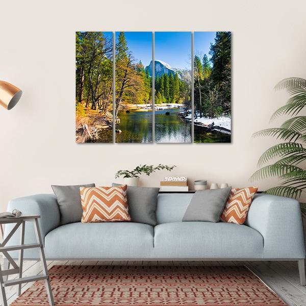 Lake Near Half Dome Rock Canvas Wall Art-4 Horizontal-Gallery Wrap-34" x 24"-Tiaracle