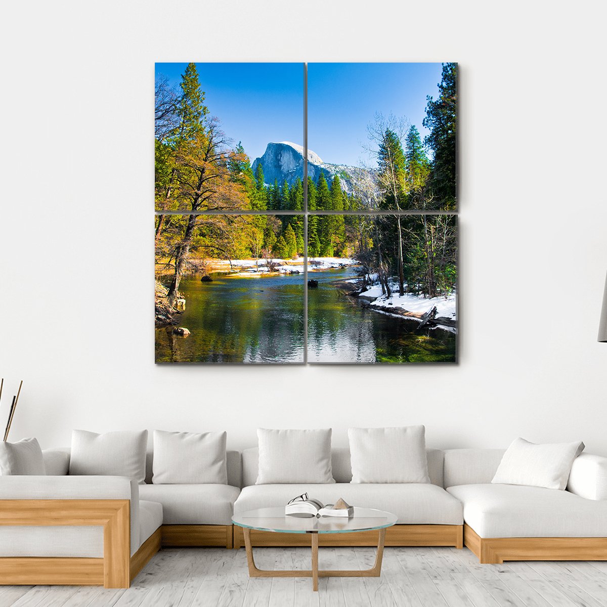 Lake Near Half Dome Rock Canvas Wall Art-4 Square-Gallery Wrap-17" x 17"-Tiaracle