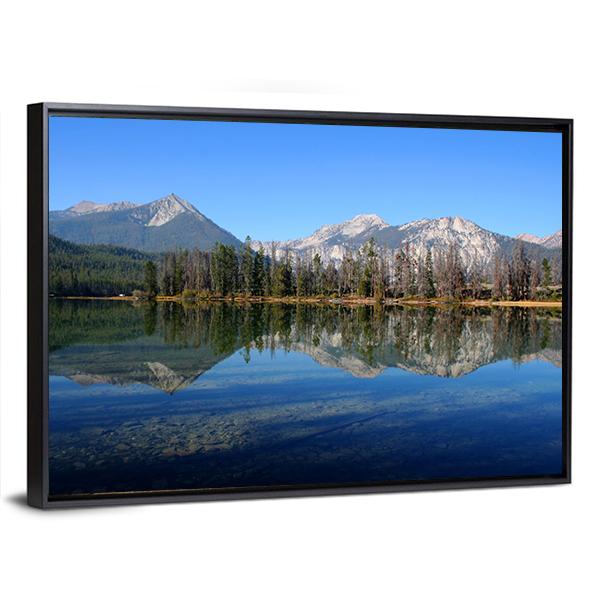 Lake Near Sawtooth Mountain Canvas Wall Art-3 Horizontal-Gallery Wrap-25" x 16"-Tiaracle