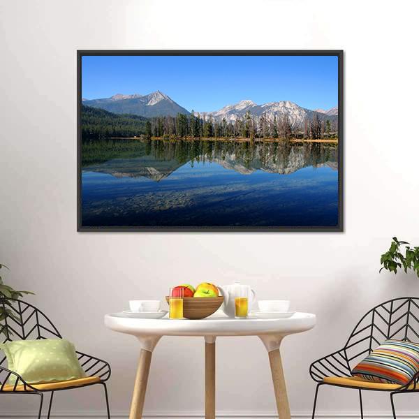 Lake Near Sawtooth Mountain Canvas Wall Art-3 Horizontal-Gallery Wrap-25" x 16"-Tiaracle