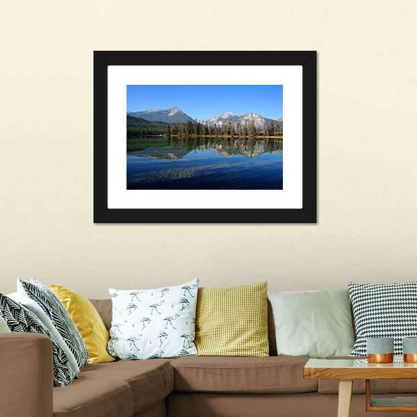 Lake Near Sawtooth Mountain Canvas Wall Art-3 Horizontal-Gallery Wrap-25" x 16"-Tiaracle