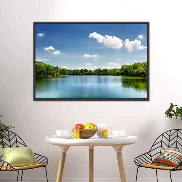 Lake Nestled Among Rain Forest In Cambodia Canvas Wall Art-3 Horizontal-Gallery Wrap-25" x 16"-Tiaracle