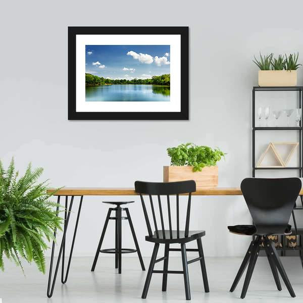 Lake Nestled Among Rain Forest In Cambodia Canvas Wall Art-3 Horizontal-Gallery Wrap-25" x 16"-Tiaracle