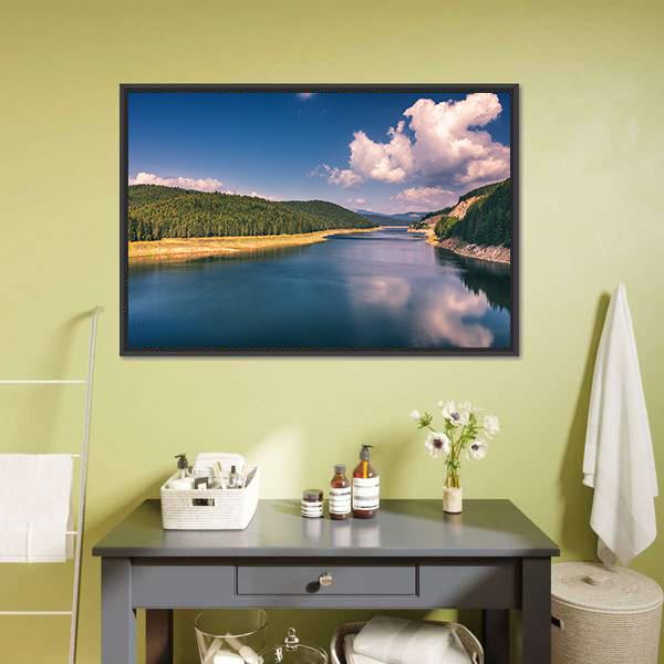 Lake Oasa In Romania Canvas Wall Art-1 Piece-Floating Frame-24" x 16"-Tiaracle
