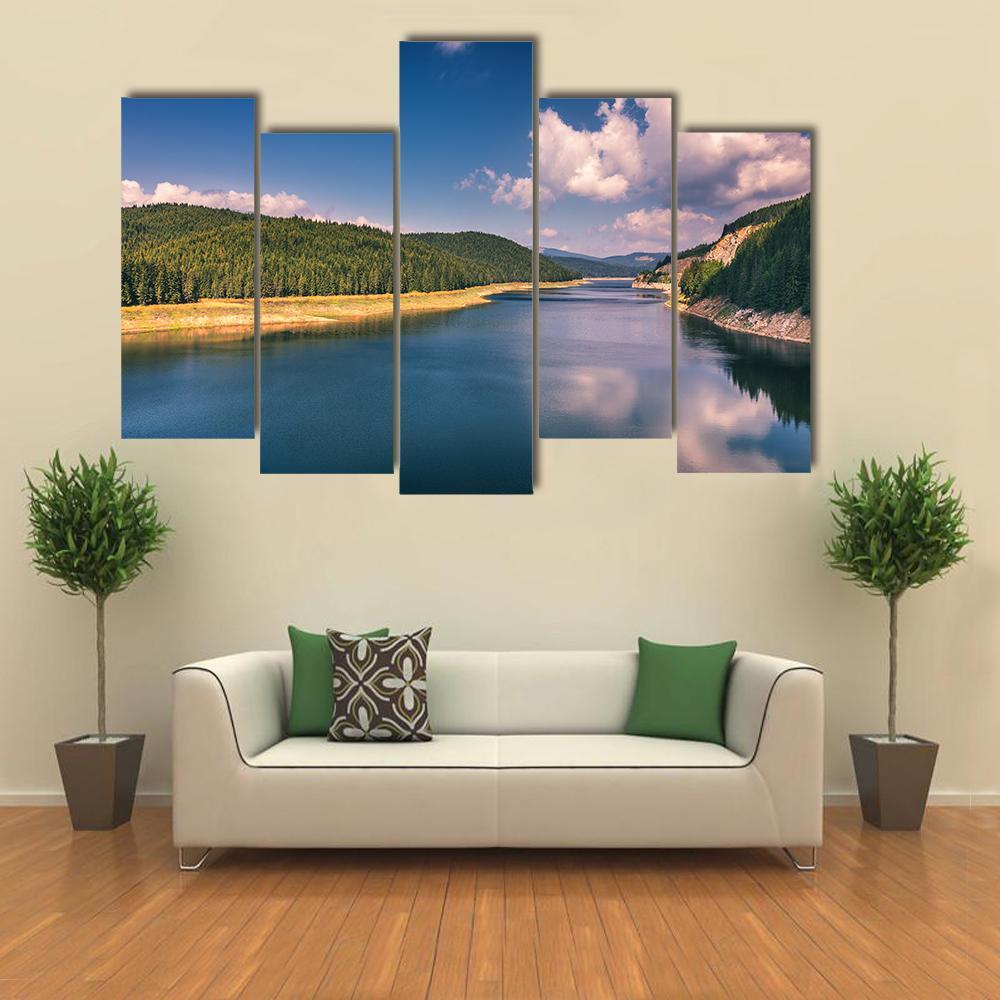 Lake Oasa In Romania Canvas Wall Art-5 Pop-Gallery Wrap-47" x 32"-Tiaracle