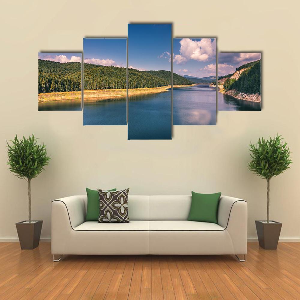Lake Oasa In Romania Canvas Wall Art-5 Star-Gallery Wrap-62" x 32"-Tiaracle
