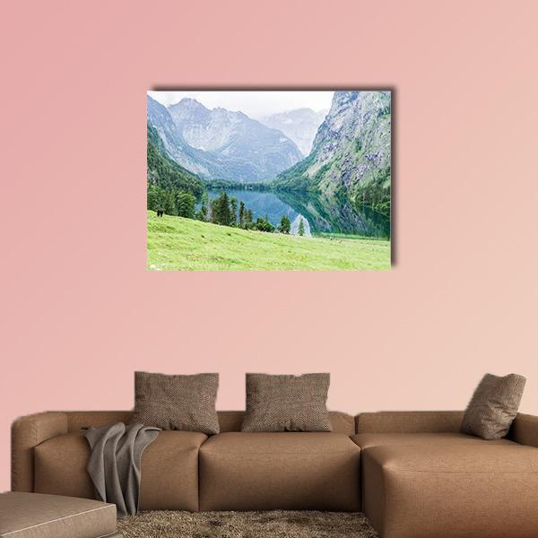 Lake Obersee Canvas Wall Art-1 Piece-Gallery Wrap-48" x 32"-Tiaracle
