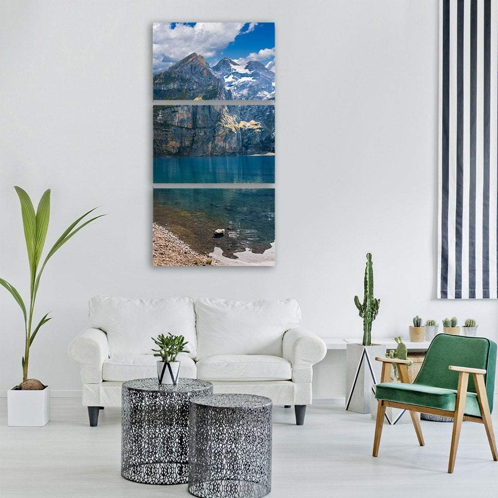 Lake Oeschinen Vertical Canvas Wall Art-3 Vertical-Gallery Wrap-12" x 25"-Tiaracle