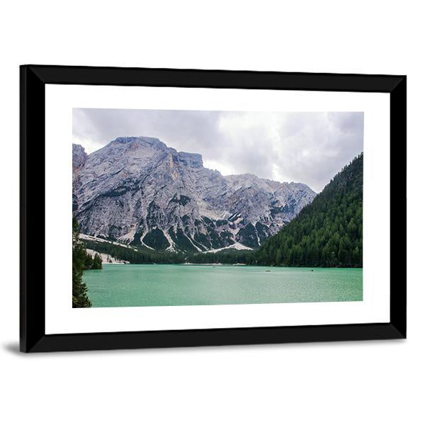 Lake Of Braies Canvas Wall Art-3 Horizontal-Gallery Wrap-25" x 16"-Tiaracle