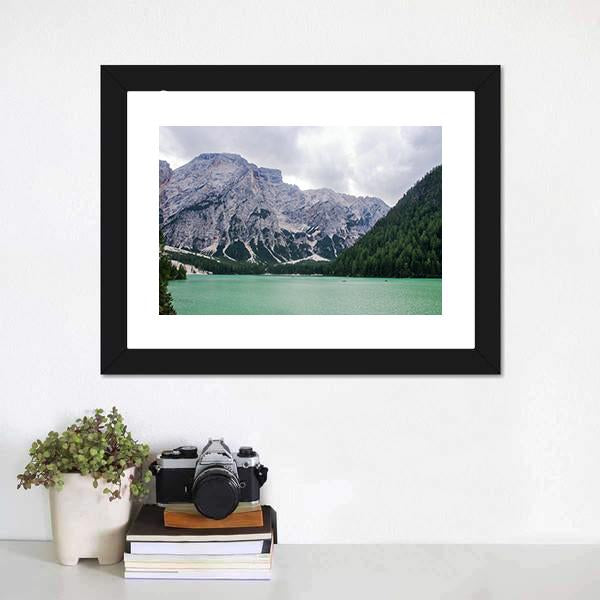 Lake Of Braies Canvas Wall Art-3 Horizontal-Gallery Wrap-25" x 16"-Tiaracle