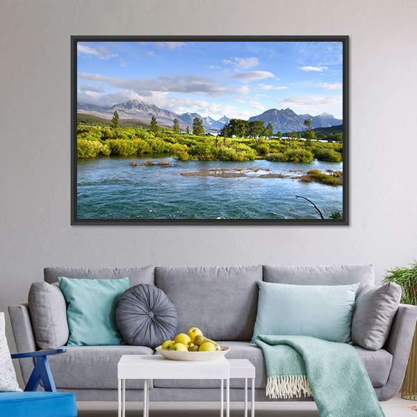Lake Of Glacier National Park Panoramic Canvas Wall Art-1 Piece-36" x 12"-Tiaracle