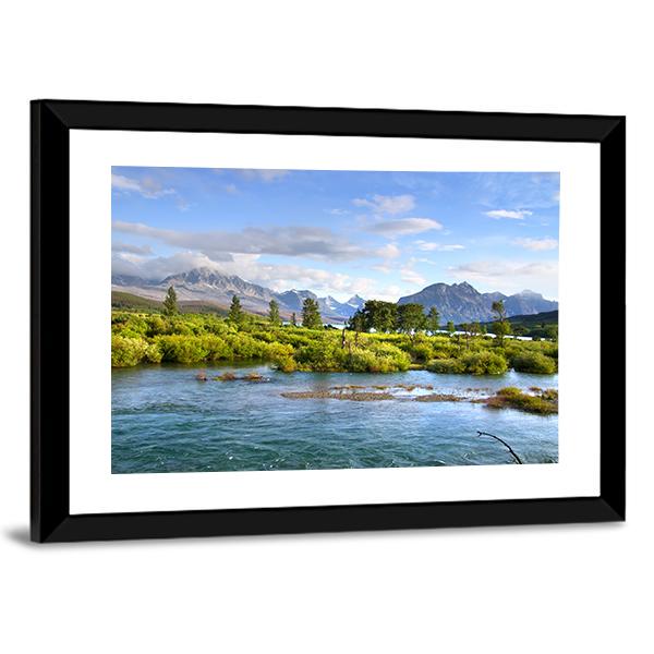 Lake Of Glacier National Park Panoramic Canvas Wall Art-1 Piece-36" x 12"-Tiaracle