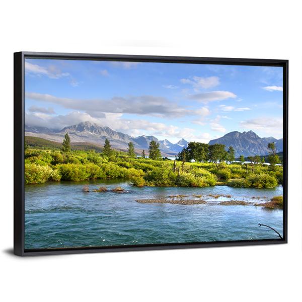 Lake Of Glacier National Park Panoramic Canvas Wall Art-1 Piece-36" x 12"-Tiaracle