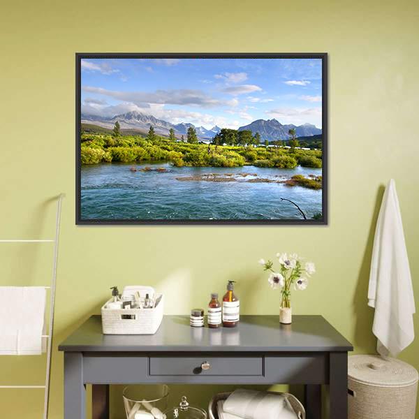 Lake Of Glacier National Park Panoramic Canvas Wall Art-1 Piece-36" x 12"-Tiaracle