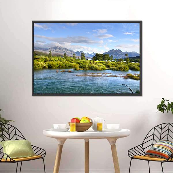 Lake Of Glacier National Park Panoramic Canvas Wall Art-1 Piece-36" x 12"-Tiaracle
