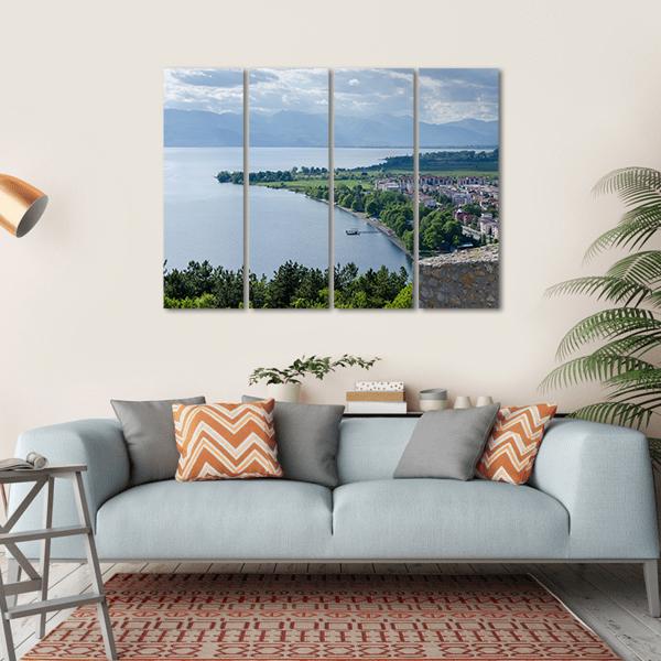 Lake Ohrid Coastline Canvas Wall Art-4 Horizontal-Gallery Wrap-34" x 24"-Tiaracle