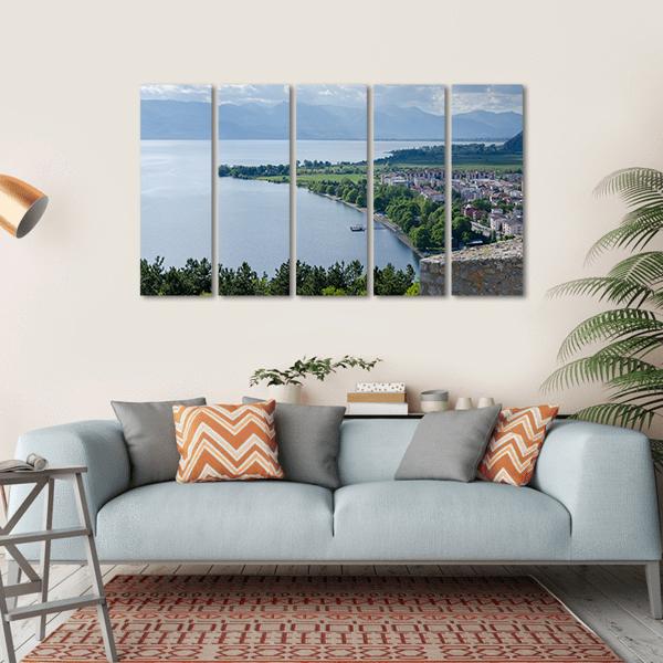 Lake Ohrid Coastline Canvas Wall Art-5 Horizontal-Gallery Wrap-22" x 12"-Tiaracle