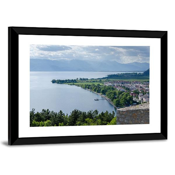 Lake Ohrid Coastline Panoramic Canvas Wall Art-1 Piece-36" x 12"-Tiaracle