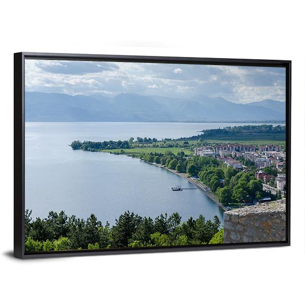 Lake Ohrid Coastline Panoramic Canvas Wall Art-1 Piece-36" x 12"-Tiaracle