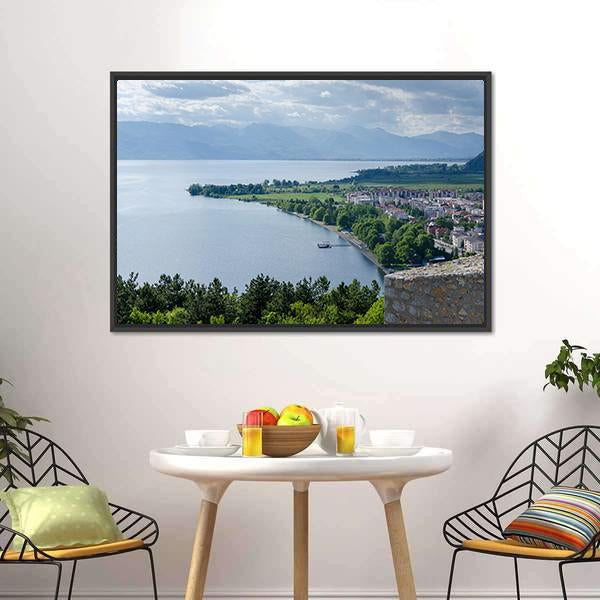 Lake Ohrid Coastline Panoramic Canvas Wall Art-1 Piece-36" x 12"-Tiaracle
