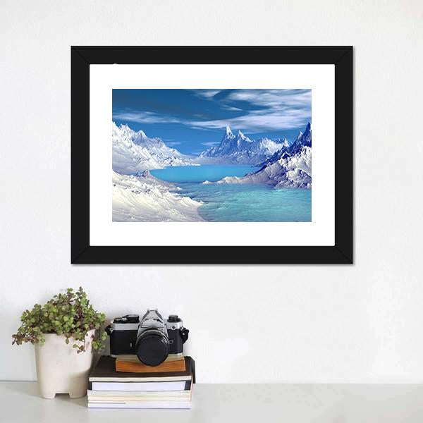 Lake On Alien Planet Canvas Wall Art-1 Piece-Framed Print-20" x 16"-Tiaracle