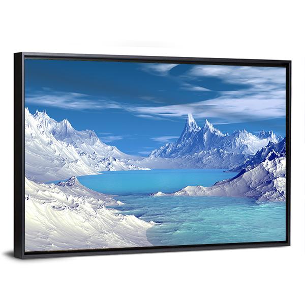 Lake On Alien Planet Canvas Wall Art-3 Horizontal-Gallery Wrap-25" x 16"-Tiaracle