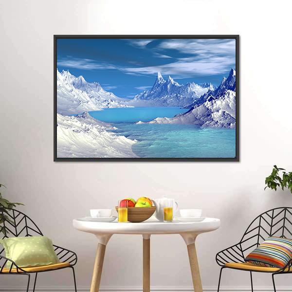 Lake On Alien Planet Canvas Wall Art-3 Horizontal-Gallery Wrap-25" x 16"-Tiaracle
