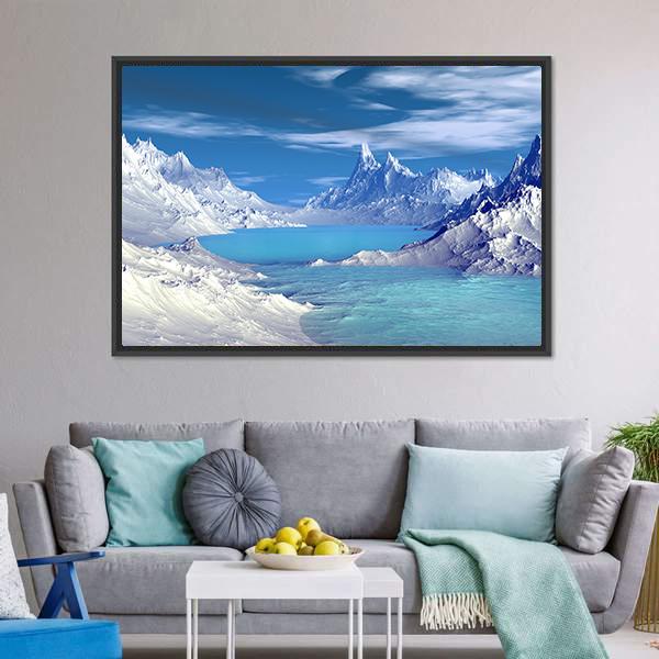 Lake On Alien Planet Canvas Wall Art-5 Horizontal-Gallery Wrap-22" x 12"-Tiaracle