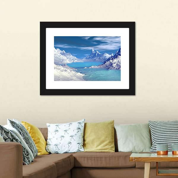 Lake On Alien Planet Canvas Wall Art-5 Horizontal-Gallery Wrap-22" x 12"-Tiaracle