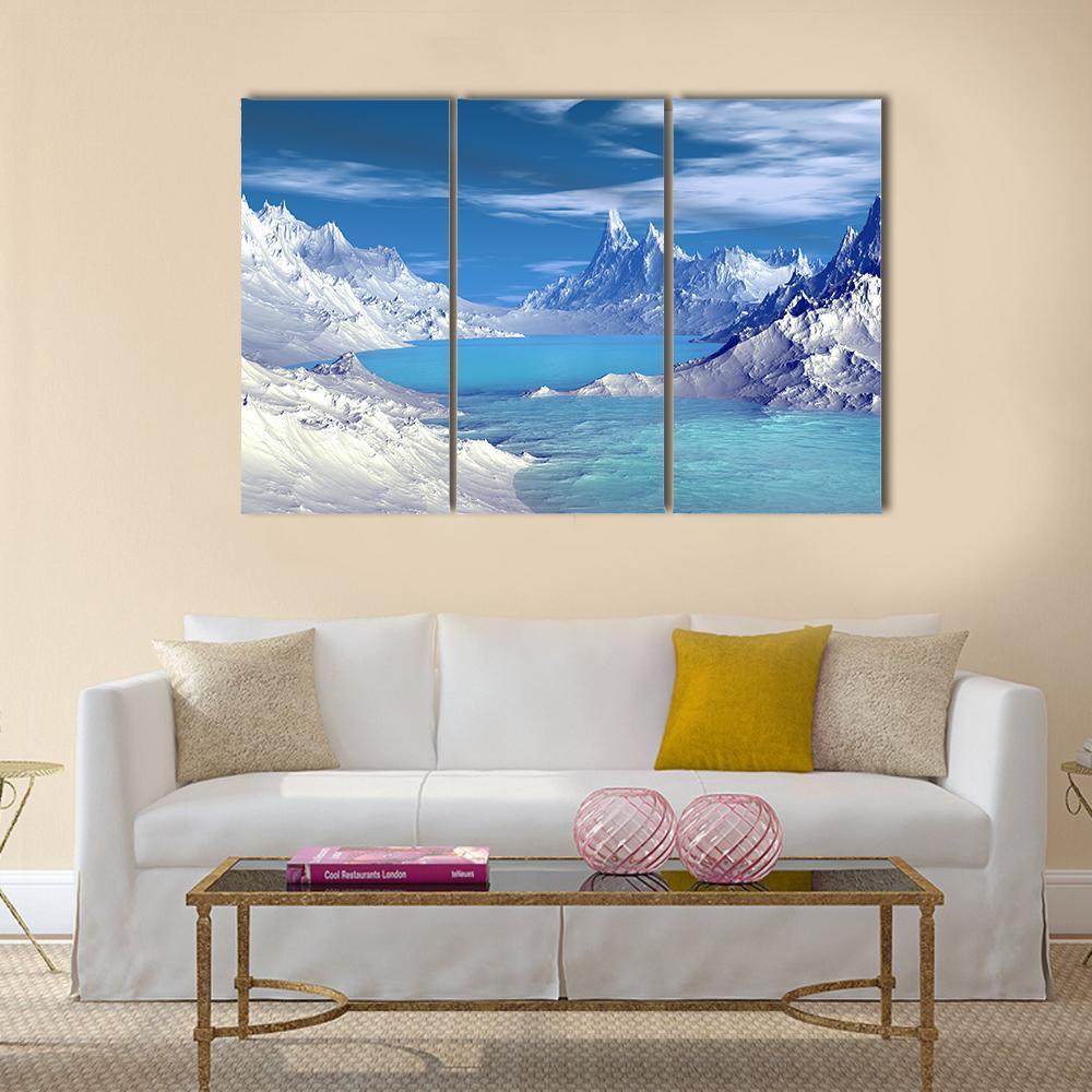 Lake On Alien Planet Canvas Wall Art-3 Horizontal-Gallery Wrap-37" x 24"-Tiaracle