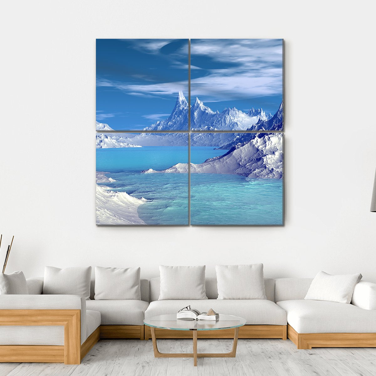 Lake On Alien Planet Canvas Wall Art-4 Square-Gallery Wrap-17" x 17"-Tiaracle