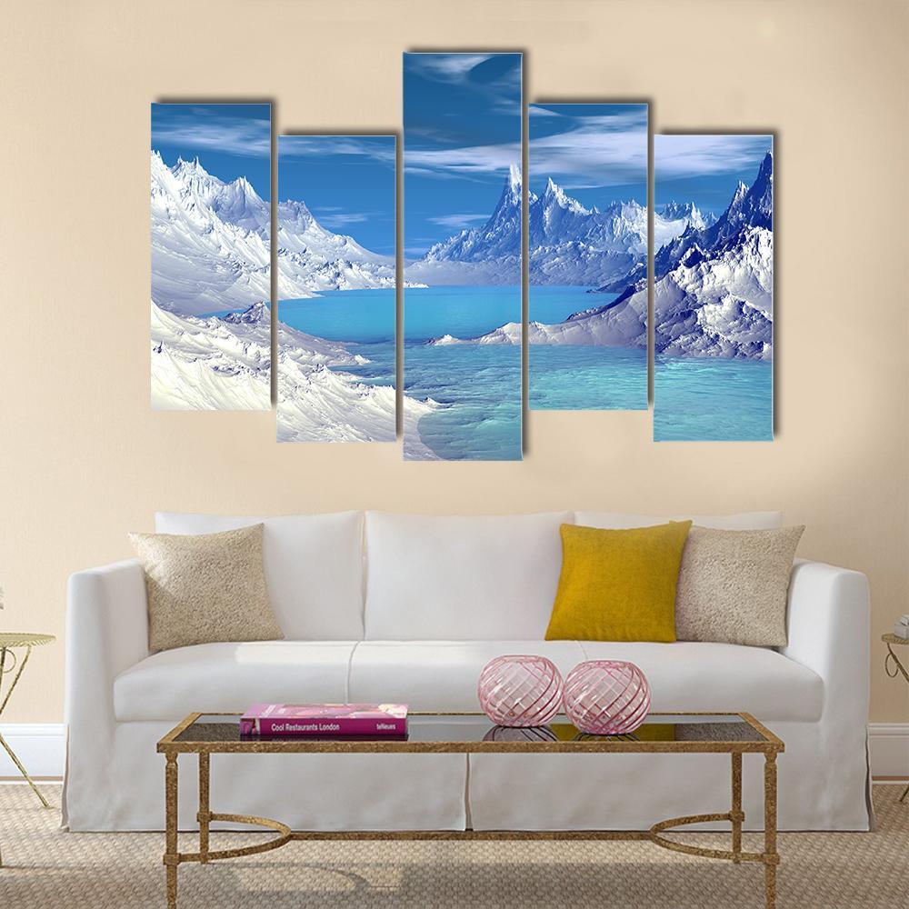 Lake On Alien Planet Canvas Wall Art-5 Pop-Gallery Wrap-47" x 32"-Tiaracle