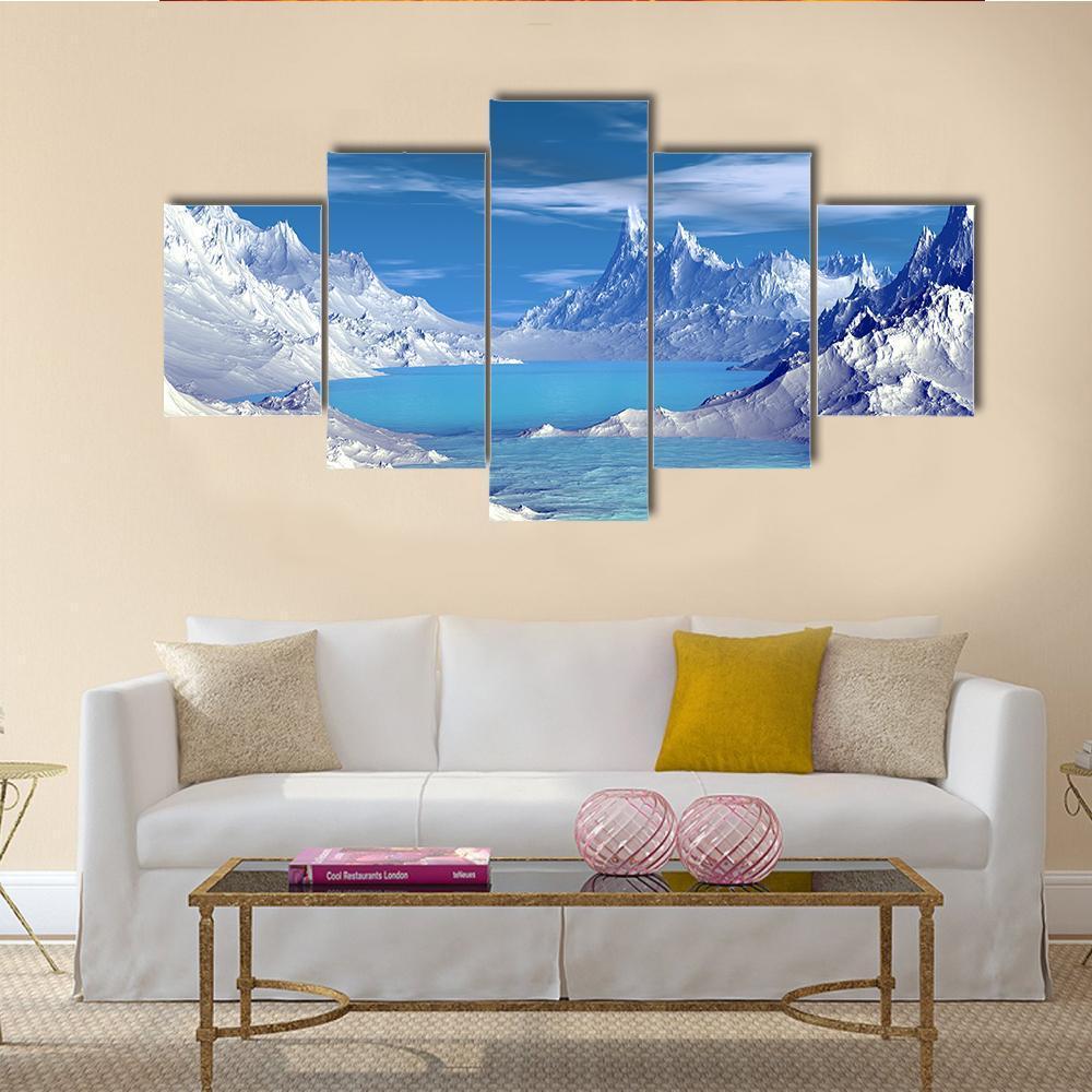 Lake On Alien Planet Canvas Wall Art-5 Star-Gallery Wrap-62" x 32"-Tiaracle