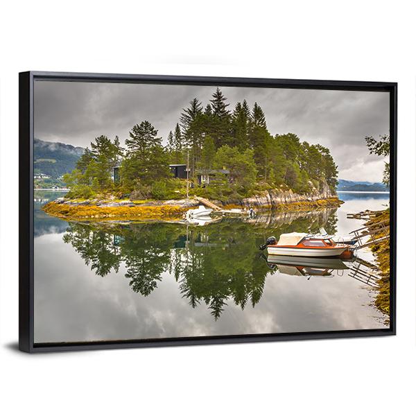 Lake On An Island Canvas Wall Art-3 Horizontal-Gallery Wrap-25" x 16"-Tiaracle