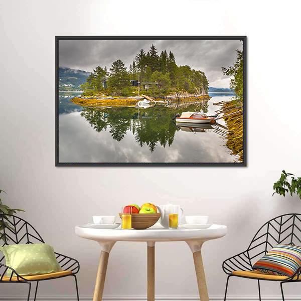 Lake On An Island Canvas Wall Art-3 Horizontal-Gallery Wrap-25" x 16"-Tiaracle