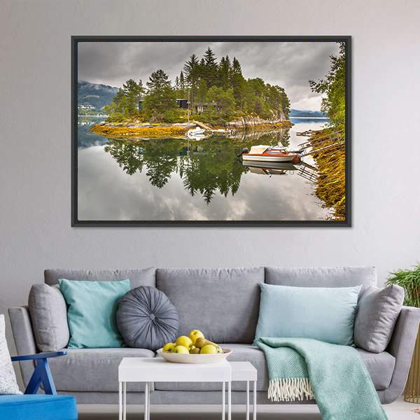 Lake On An Island Canvas Wall Art-3 Horizontal-Gallery Wrap-25" x 16"-Tiaracle