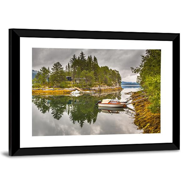 Lake On An Island Canvas Wall Art-3 Horizontal-Gallery Wrap-25" x 16"-Tiaracle