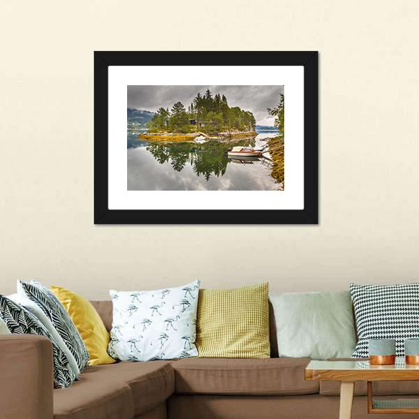 Lake On An Island Canvas Wall Art-3 Horizontal-Gallery Wrap-25" x 16"-Tiaracle