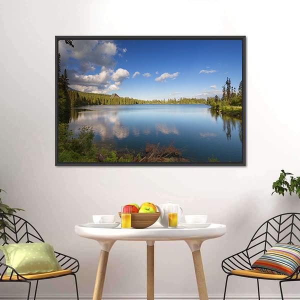 Lake On High Mountains Canvas Wall Art-3 Horizontal-Gallery Wrap-25" x 16"-Tiaracle