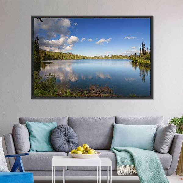 Lake On High Mountains Canvas Wall Art-3 Horizontal-Gallery Wrap-25" x 16"-Tiaracle