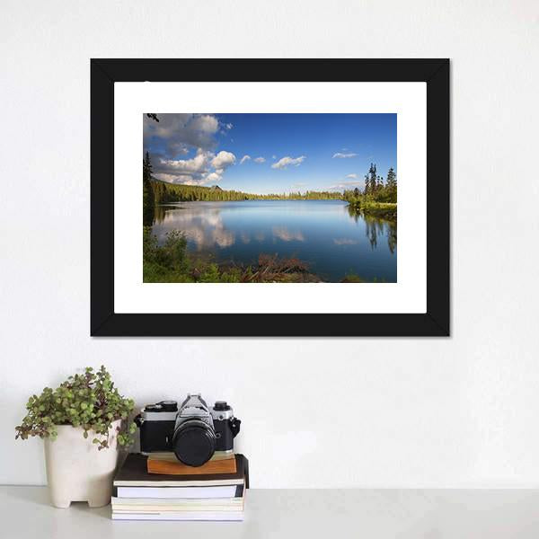 Lake On High Mountains Canvas Wall Art-1 Piece-Framed Print-20" x 16"-Tiaracle