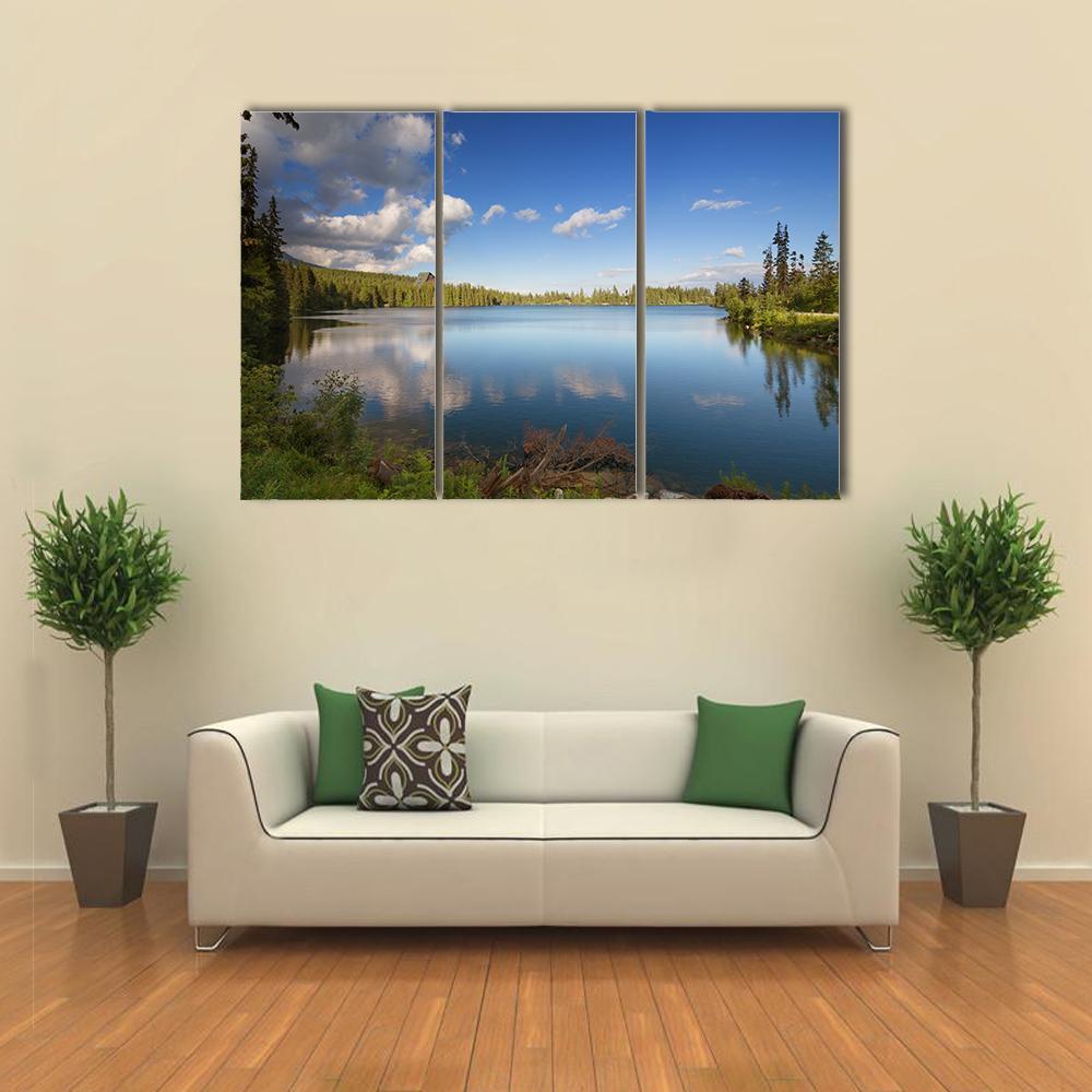 Lake On High Mountains Canvas Wall Art-3 Horizontal-Gallery Wrap-37" x 24"-Tiaracle