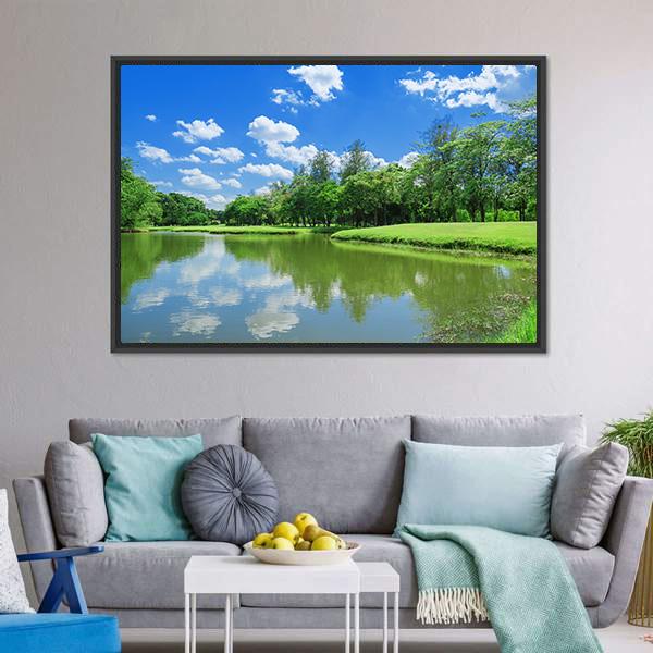 Lake Park Garden Canvas Wall Art-3 Horizontal-Gallery Wrap-25" x 16"-Tiaracle